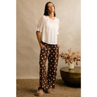 POLKA DOT CREPE SMOCKED POCKET WIDE LEG PANTS-So Me-Stuffology - Where Vintage Meets Modern, A Boutique for Real Women in Crosbyton, TX
