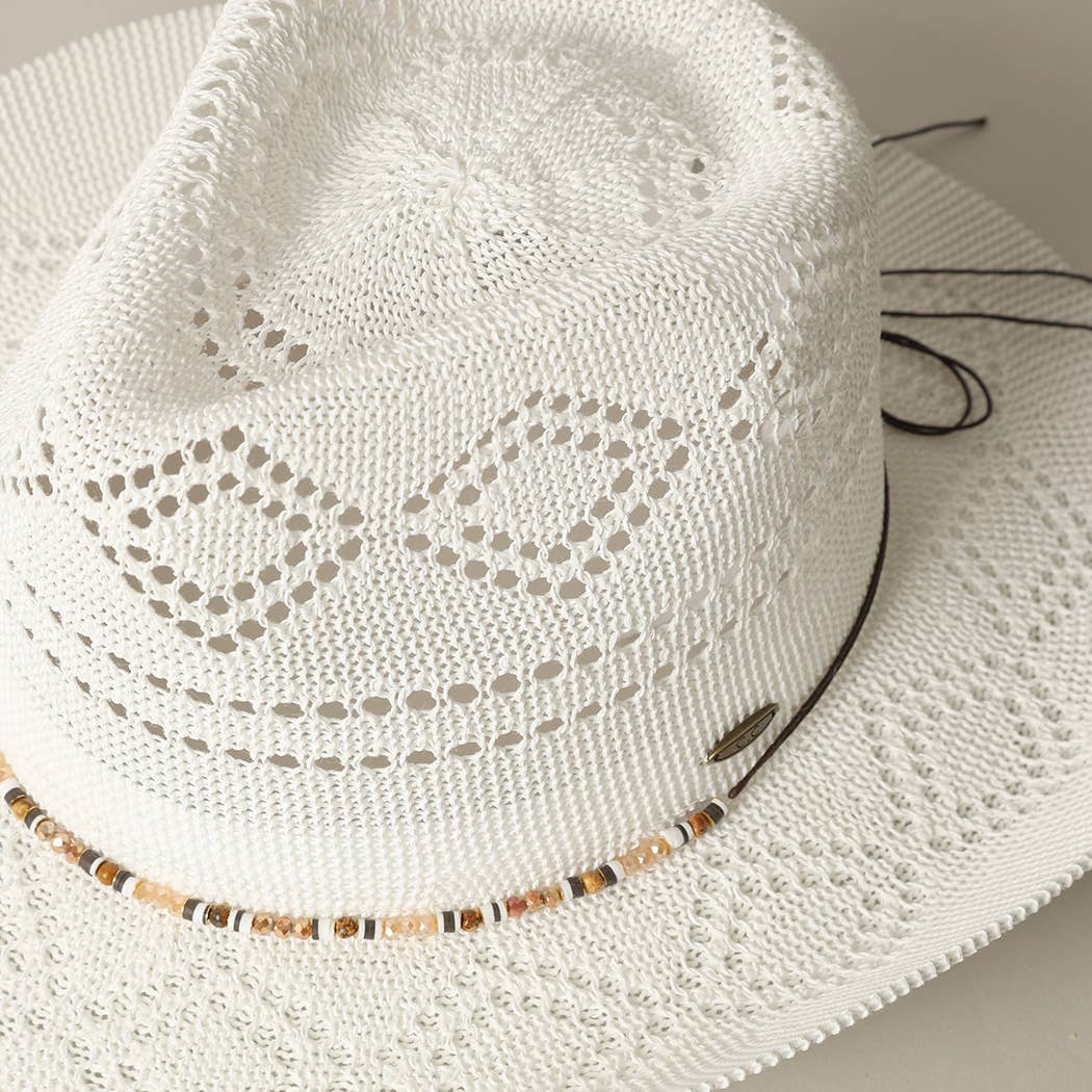 White Sands Beaded Cowboy Hat-Hats-Fashion City-Stuffology - Where Vintage Meets Modern, A Boutique for Real Women in Crosbyton, TX