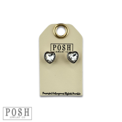 Rhinestone heart stud earring-Earrings-Pink Panache Brands-Stuffology - Where Vintage Meets Modern, A Boutique for Real Women in Crosbyton, TX