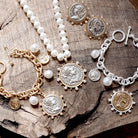 Boho Coin and Pearl Charms Statement Necklace – Gold and Silver Tone-PennyLine inc-Stuffology - Where Vintage Meets Modern, A Boutique for Real Women in Crosbyton, TX