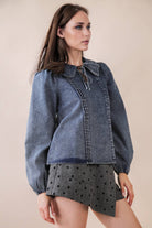 Mineral Washed Chambray Denim Blouse Top-Top-VERY J-Stuffology - Where Vintage Meets Modern, A Boutique for Real Women in Crosbyton, TX