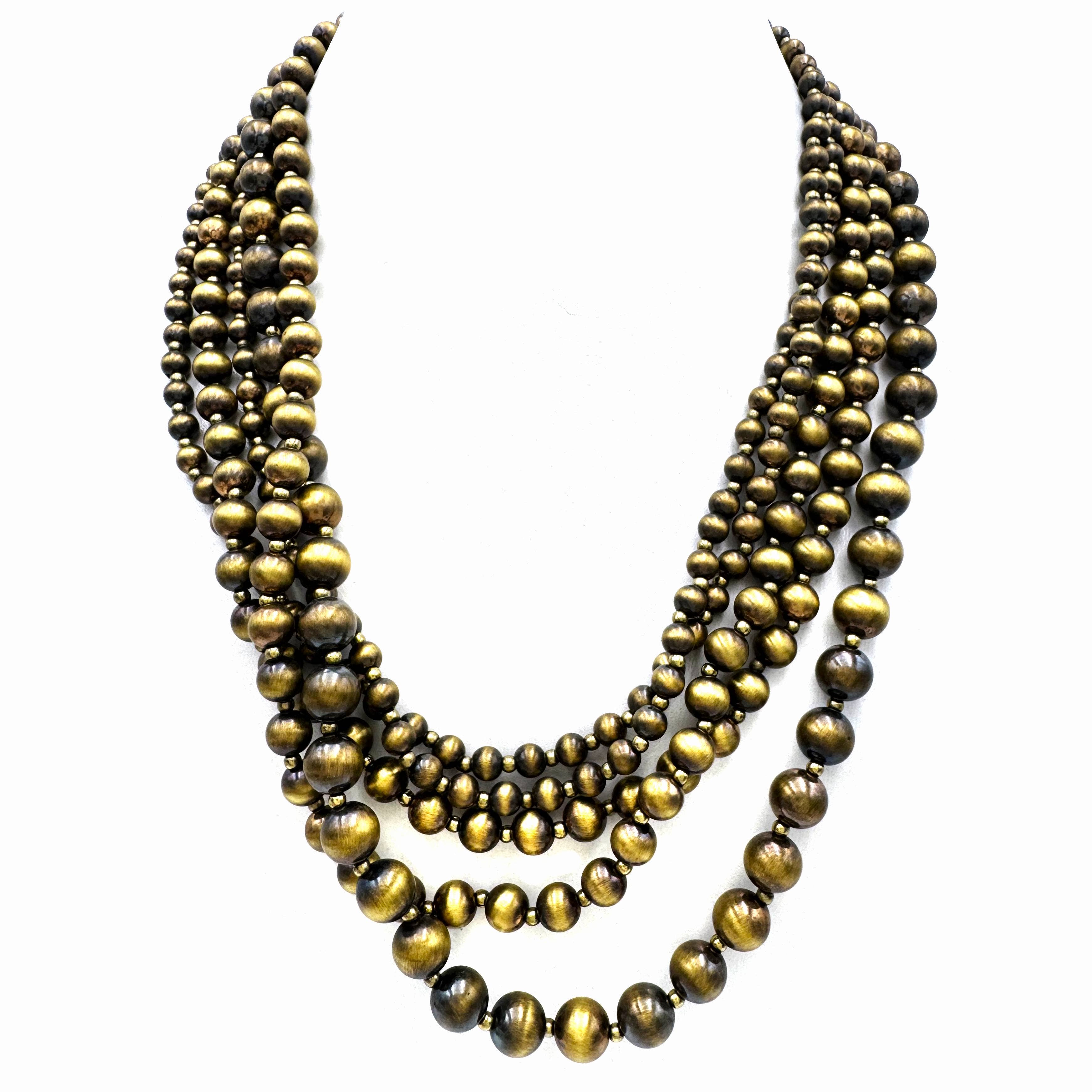 Gold Navajo Beads Chunky Necklace-Lunar Deer-Stuffology - Where Vintage Meets Modern, A Boutique for Real Women in Crosbyton, TX