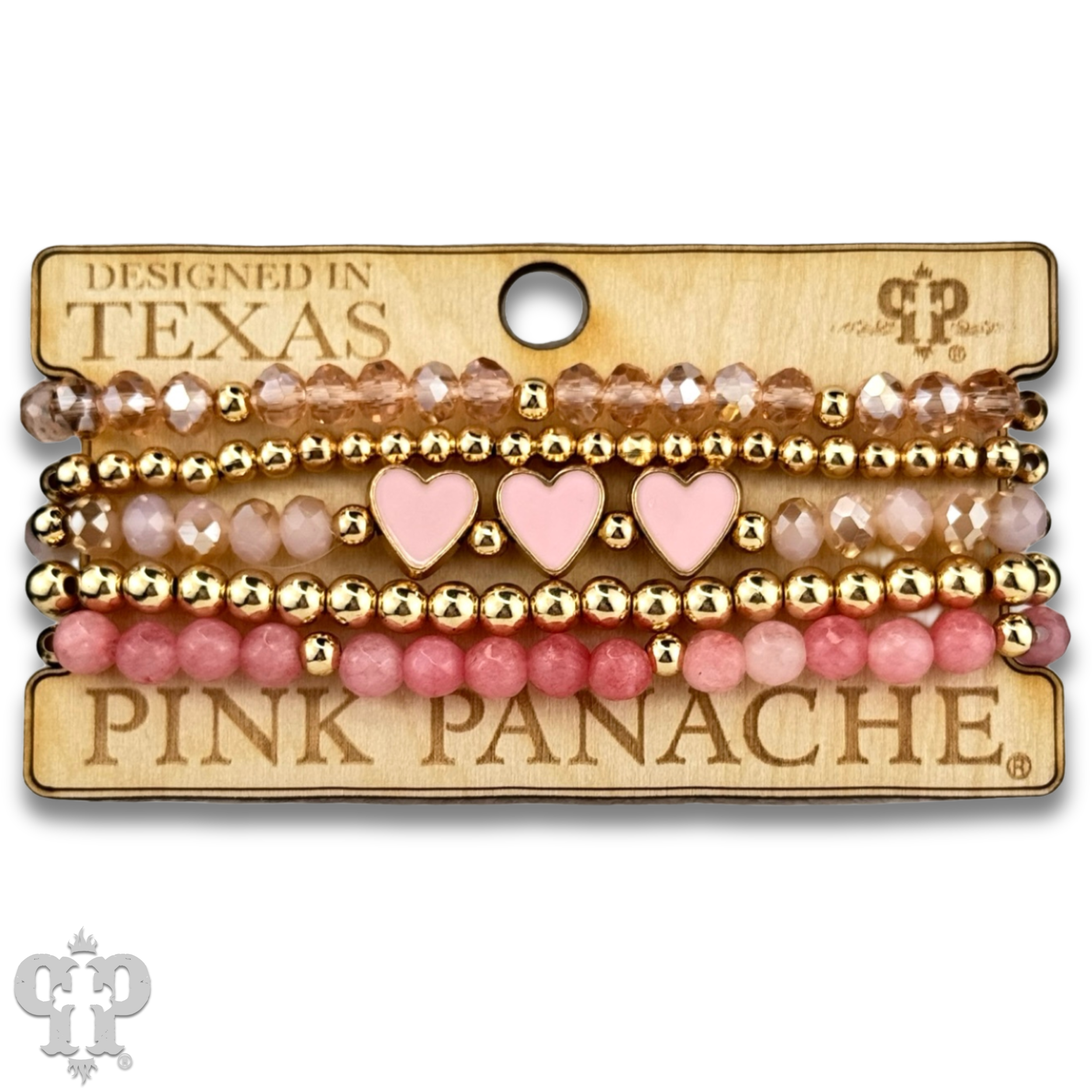Enamel hearts and faceted bead bracelet-Bracelets-Pink Panache Brands-Stuffology - Where Vintage Meets Modern, A Boutique for Real Women in Crosbyton, TX