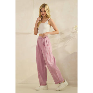 Acid Wash Wide Leg Pink Denim Pants-Pants-Sage + Fig-Stuffology - Where Vintage Meets Modern, A Boutique for Real Women in Crosbyton, TX