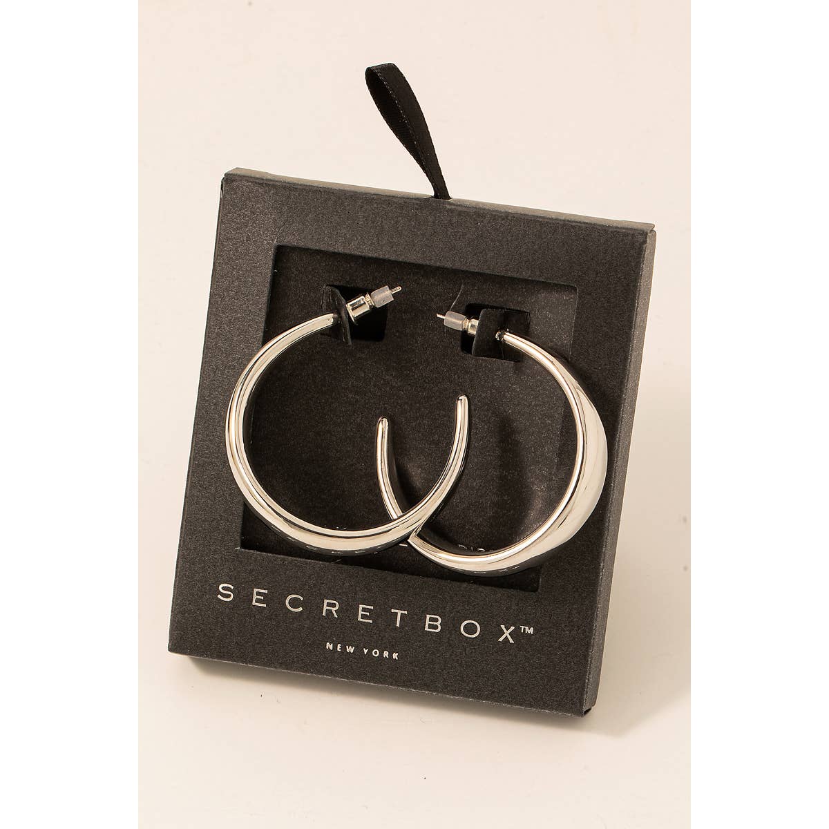 Secret Box Gold Dipped Beveled Hoop Earrings-Earrings-Fame Accessories-Stuffology - Where Vintage Meets Modern, A Boutique for Real Women in Crosbyton, TX