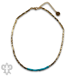 Gold and turquoise layering necklace-Necklaces-Pink Panache Brands-Stuffology - Where Vintage Meets Modern, A Boutique for Real Women in Crosbyton, TX