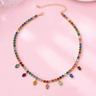 Multicolor Glass Crystal Tennis Teardrop Necklace | 80N92890-Necklaces-JOSSLYN by wall to wall-Stuffology - Where Vintage Meets Modern, A Boutique for Real Women in Crosbyton, TX