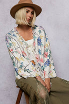 POL Clothing Floral Sweater Cardigan-Cardigan-Pol Clothing-Stuffology - Where Vintage Meets Modern, A Boutique for Real Women in Crosbyton, TX