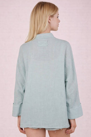 Dolman Sleeve Button Down Gauze Shirt-Top-VERY J-Stuffology - Where Vintage Meets Modern, A Boutique for Real Women in Crosbyton, TX