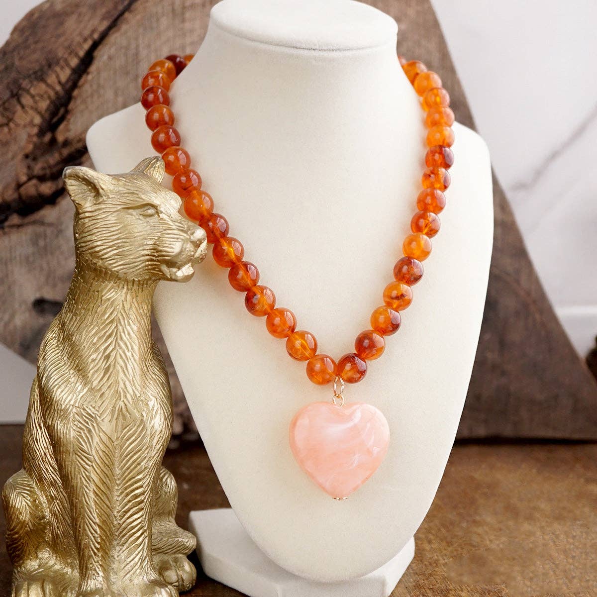 Heart Beaded Necklace-Necklaces-PennyLine inc-Stuffology - Where Vintage Meets Modern, A Boutique for Real Women in Crosbyton, TX
