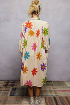 Long Sleeve Shirred Shoulder Beads Floral Print Shirt Dress-Dresses-Pol Clothing-Stuffology - Where Vintage Meets Modern, A Boutique for Real Women in Crosbyton, TX