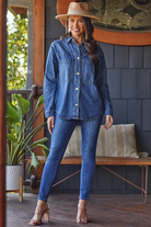 Medium Wash Denim Jacket with Front Patch Pockets / Stuffology Boutique-Jackets-Royalty for Me-Stuffology - Where Vintage Meets Modern, A Boutique for Real Women in Crosbyton, TX