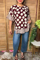 Trendy floral short sleeve women's boutique top GJQ17422-Blouse-luluclothes-Stuffology - Where Vintage Meets Modern, A Boutique for Real Women in Crosbyton, TX