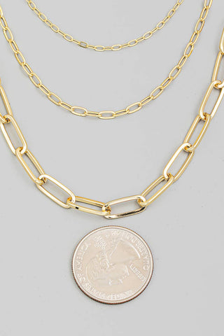Triple Oval Chain Link Necklace-Necklaces-The Looks by Fame Accessories-Stuffology - Where Vintage Meets Modern, A Boutique for Real Women in Crosbyton, TX