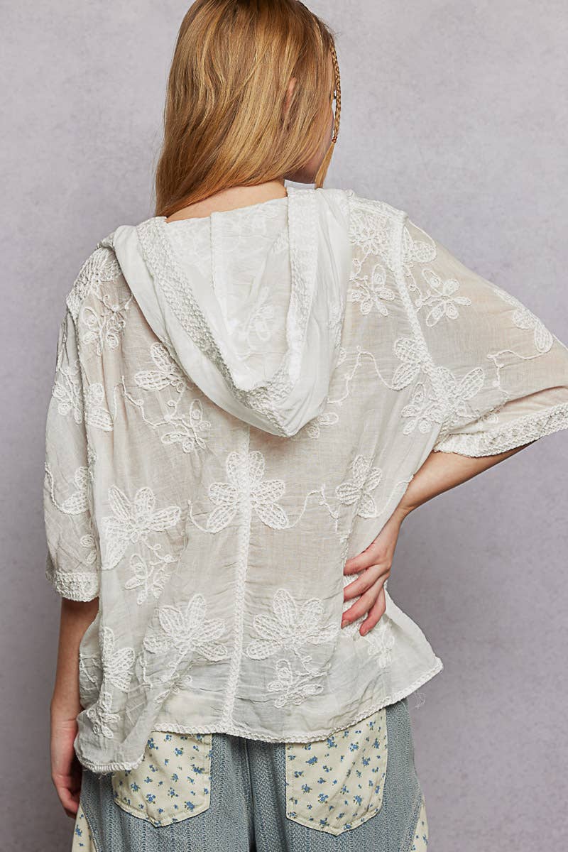 POL Clothing Lightweight Floral Crochet Hoodie Top-Crochet Top-Pol Clothing-Stuffology - Where Vintage Meets Modern, A Boutique for Real Women in Crosbyton, TX