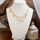 Radiant Faith – Mixed Charm Cascade Necklace in Gold Tone-Necklaces-PennyLine inc-Stuffology - Where Vintage Meets Modern, A Boutique for Real Women in Crosbyton, TX