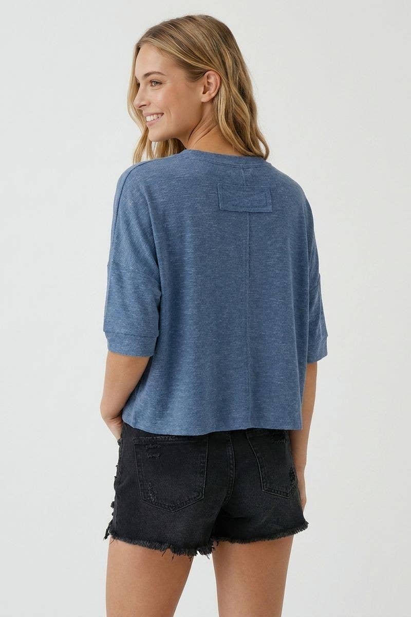 ROUND NECK BUTTON DOWN CARDIGAN STYLE BOXY KNIT TOP - 45700T-Doe and Rae-Stuffology - Where Vintage Meets Modern, A Boutique for Real Women in Crosbyton, TX