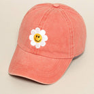 Happy Face Flower Embroidered Baseball Cap | Stuffology Boutique-Hats-Fashion City-Stuffology - Where Vintage Meets Modern, A Boutique for Real Women in Crosbyton, TX