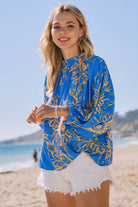 Floral Ruffle Neckline Baby Doll Blouse-Blouse-Oddi-Stuffology - Where Vintage Meets Modern, A Boutique for Real Women in Crosbyton, TX