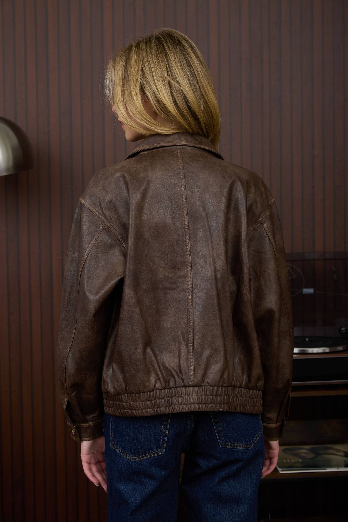 COLLARED ZIP-UP WASHED FAUX LEATHER JACKET-J.O.A-Stuffology - Where Vintage Meets Modern, A Boutique for Real Women in Crosbyton, TX