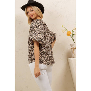 Wild Charm Leopard Blouse-Tops-Sage + Fig-Stuffology - Where Vintage Meets Modern, A Boutique for Real Women in Crosbyton, TX
