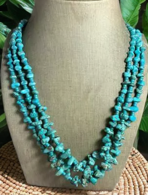 Blue Turquoise nugget 22 inch necklace with turquoise Heishi-necklace-Horse Spirit Studio-Stuffology - Where Vintage Meets Modern, A Boutique for Real Women in Crosbyton, TX