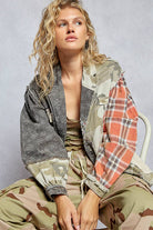 Oversized balloon sleeve camo pattern twill jacket-Jackets-Pol Clothing-Stuffology - Where Vintage Meets Modern, A Boutique for Real Women in Crosbyton, TX