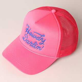 Howdy Darlin' Embroidered Mesh Back Trucker Cap-Hats-Fashion City-Stuffology - Where Vintage Meets Modern, A Boutique for Real Women in Crosbyton, TX