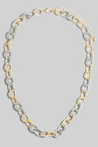 Textured Two Tone Oval Chain Link Necklace-Necklaces-The Looks by Fame Accessories-Stuffology - Where Vintage Meets Modern, A Boutique for Real Women in Crosbyton, TX