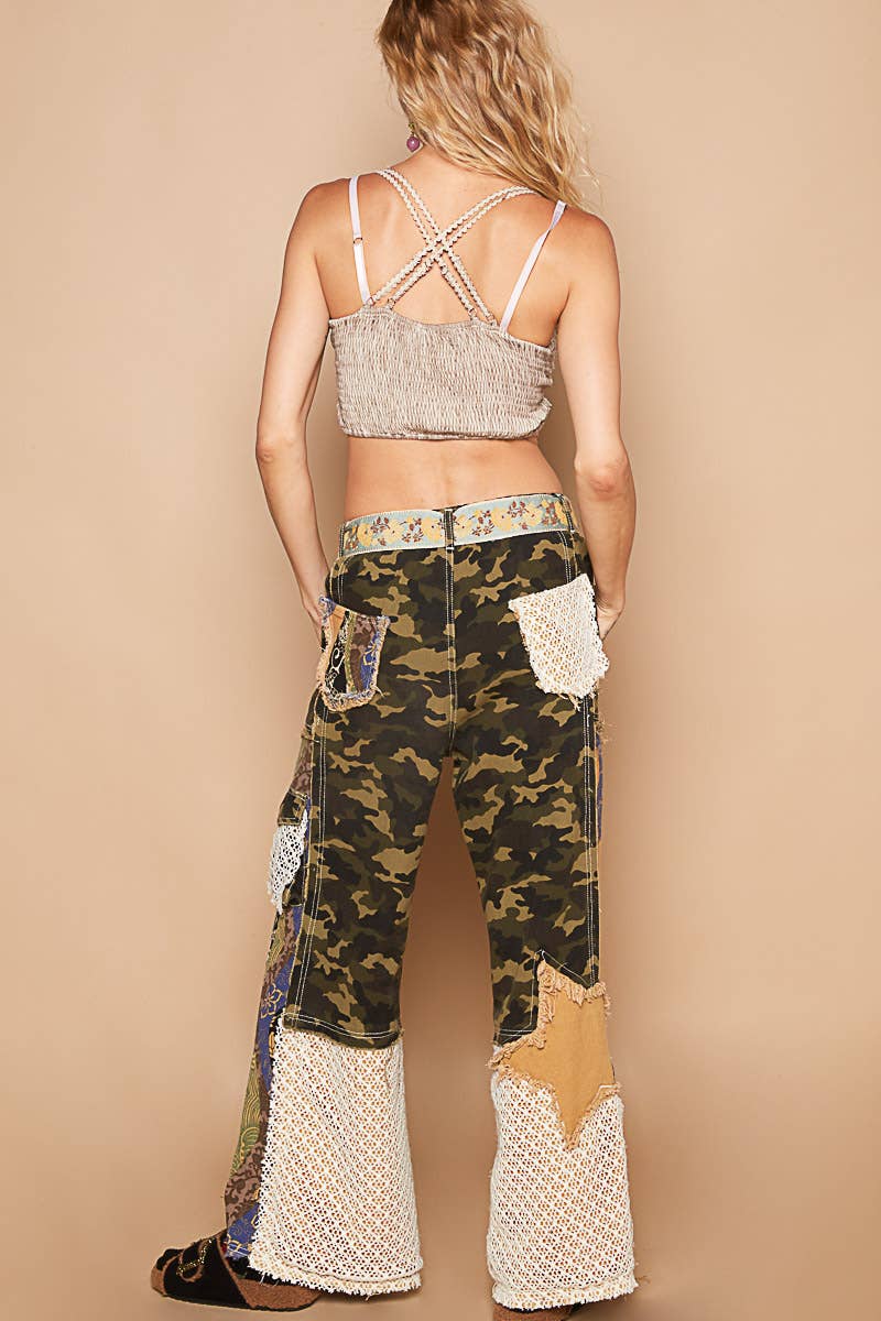 Printed Patchwork Star Detail Woven Twill Pants Jeans /Stuffology Boutique-Jeans-Pol Clothing-Stuffology - Where Vintage Meets Modern, A Boutique for Real Women in Crosbyton, TX