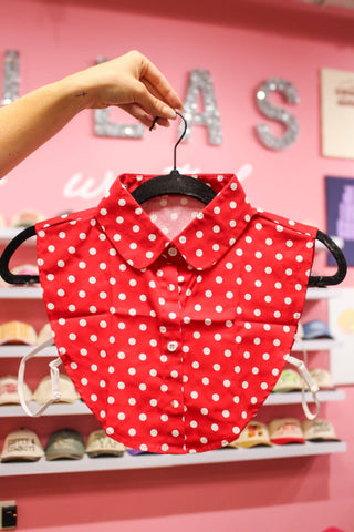 RED POLKA DOT COLLAR-Summer Tees-Stuffology - Where Vintage Meets Modern, A Boutique for Real Women in Crosbyton, TX