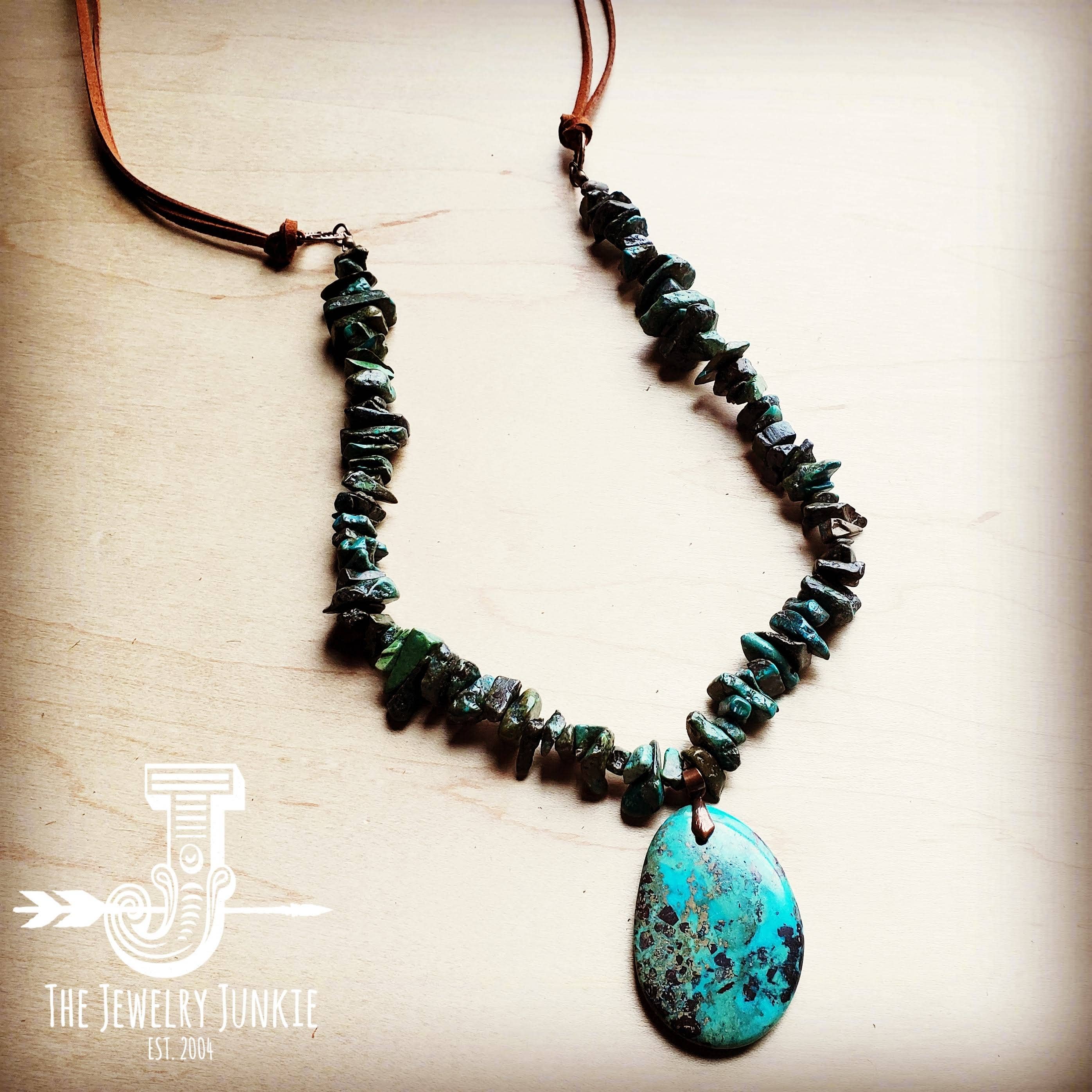 Natural Turquoise Chunky Necklace with Large Natural Pendant /Stuffology Boutique-Necklaces-The Jewelry Junkie-Stuffology - Where Vintage Meets Modern, A Boutique for Real Women in Crosbyton, TX