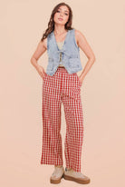 Elastic Waist Checkered Casual Pants-Pants-VERY J-Stuffology - Where Vintage Meets Modern, A Boutique for Real Women in Crosbyton, TX