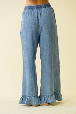 Ruffle Bottom Wide Leg Pants-Wide Leg Pants-Doe and Rae-Stuffology - Where Vintage Meets Modern, A Boutique for Real Women in Crosbyton, TX