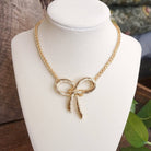 Large Rope Textured Bow Pendant Statement Necklace Silver Tone-Necklaces-PennyLine inc-Stuffology - Where Vintage Meets Modern, A Boutique for Real Women in Crosbyton, TX