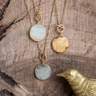 Semi-Precious Disc Pendant Front Toggle Chain Necklace-Necklaces-PennyLine inc-Stuffology - Where Vintage Meets Modern, A Boutique for Real Women in Crosbyton, TX