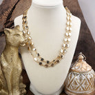 Golden Current – Textured Double Strand Square Link Necklace-Necklaces-PennyLine inc-Stuffology - Where Vintage Meets Modern, A Boutique for Real Women in Crosbyton, TX
