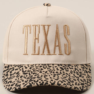 TEXAS Embroidery Leopard Two-Tone Trucker Hat-Hats-Fashion City-Stuffology - Where Vintage Meets Modern, A Boutique for Real Women in Crosbyton, TX