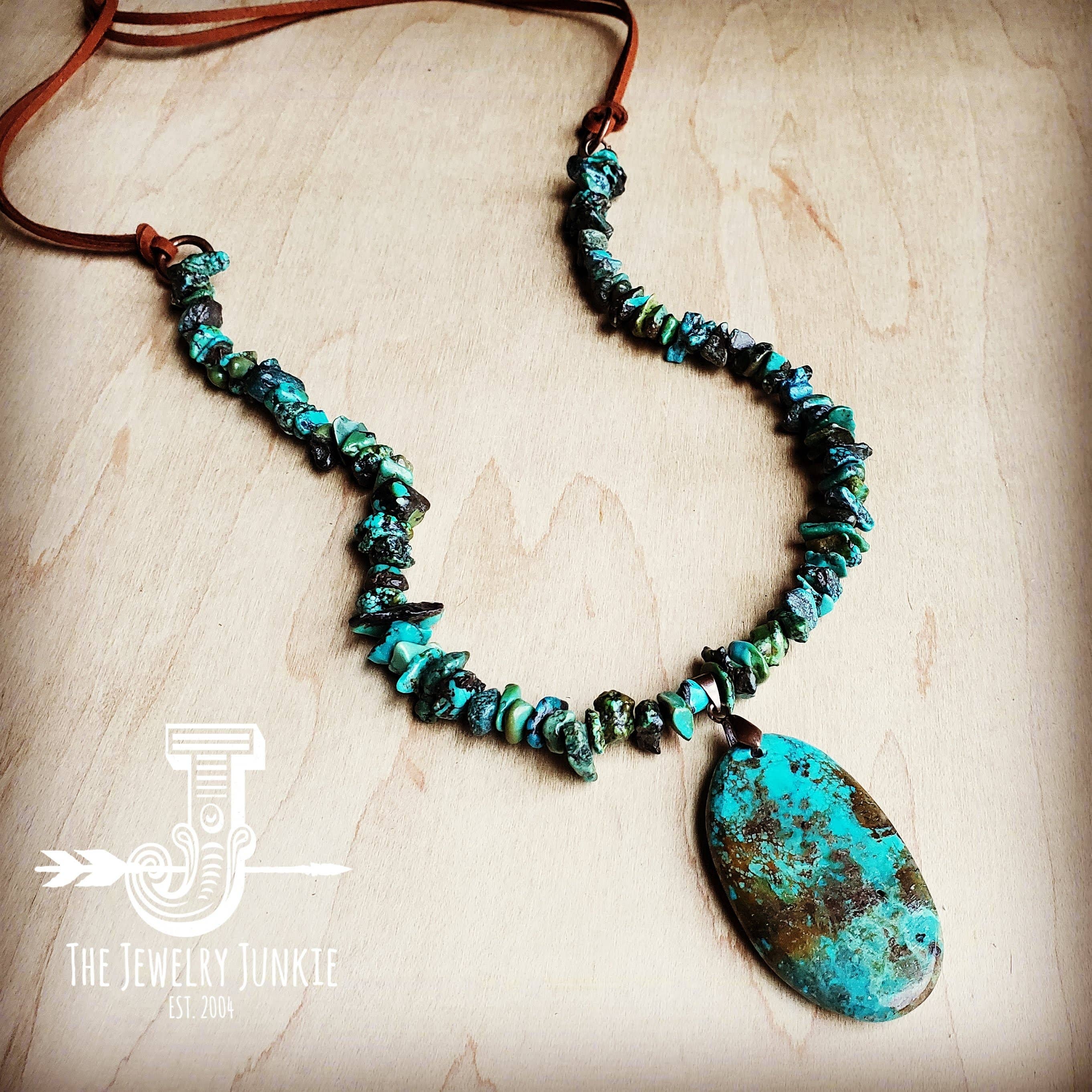 Natural Turquoise Chunky Necklace with Large Natural Pendant /Stuffology Boutique-Necklaces-The Jewelry Junkie-Stuffology - Where Vintage Meets Modern, A Boutique for Real Women in Crosbyton, TX