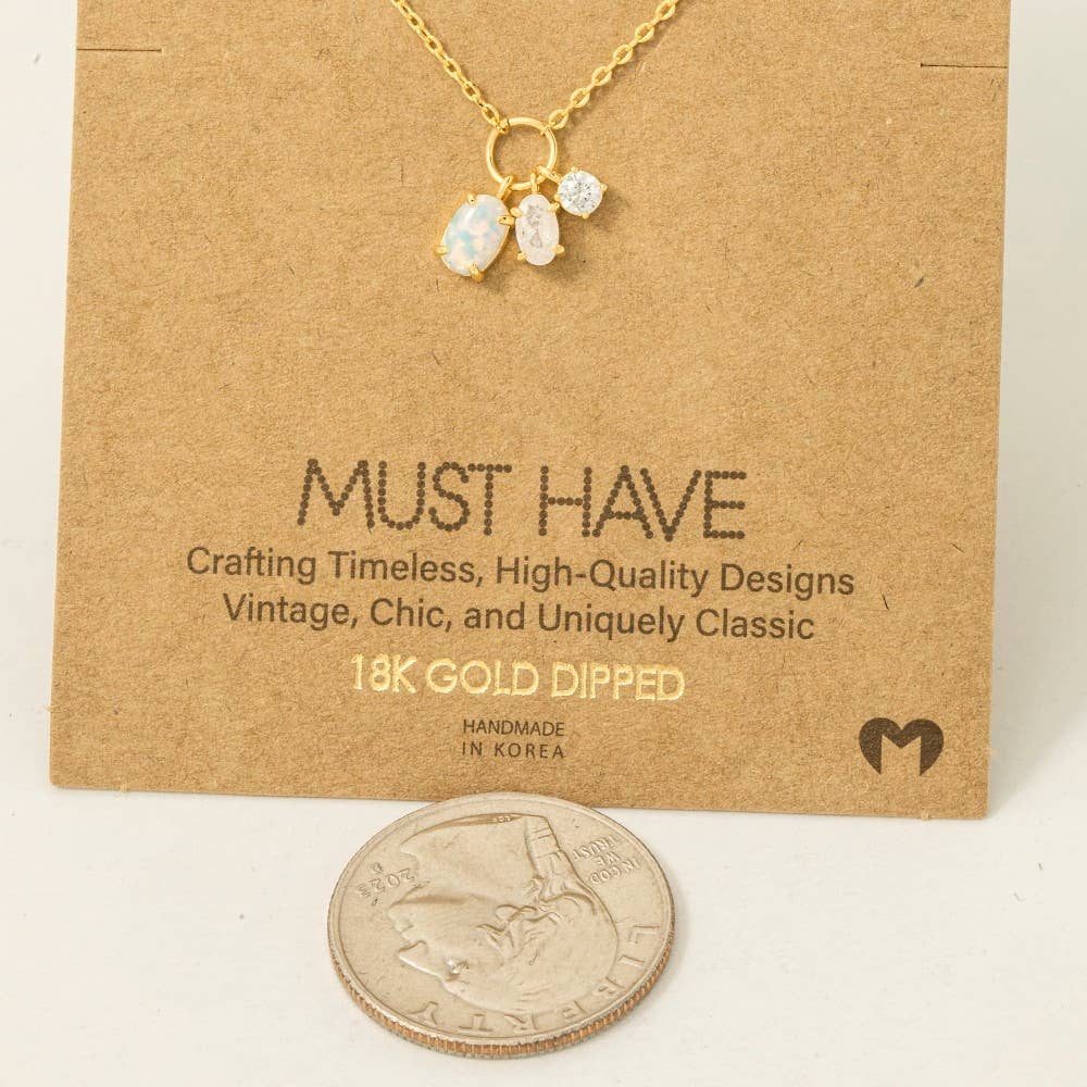 Dainty Opal Crystal Charm Necklace-Necklaces-The Looks by Fame Accessories-Stuffology - Where Vintage Meets Modern, A Boutique for Real Women in Crosbyton, TX