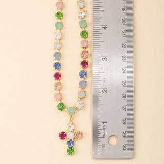 Rhinestone Cup Chain Necklace With Cross Pendant-Anarchy Street-Stuffology - Where Vintage Meets Modern, A Boutique for Real Women in Crosbyton, TX