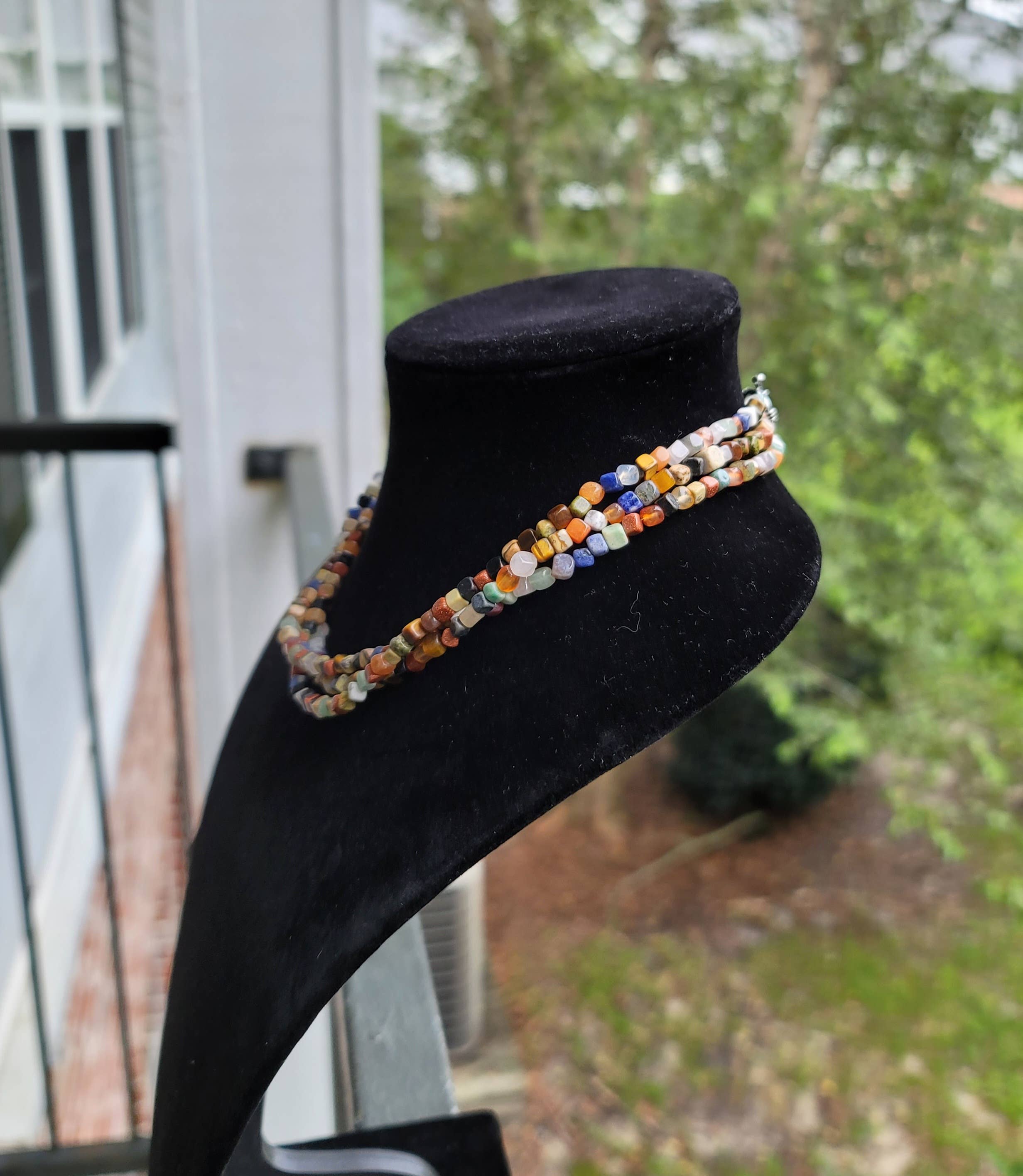Natural gemstones 3 strand choker Native Southwest handmade-Horse Spirit Studio-Stuffology - Where Vintage Meets Modern, A Boutique for Real Women in Crosbyton, TX