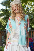 POL Clothing Round Neck Short Sleeve Floral Knit Rib Top-Loose Fit Top-Pol Clothing-Stuffology - Where Vintage Meets Modern, A Boutique for Real Women in Crosbyton, TX
