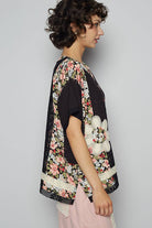POL Clothing Round Neck Short Sleeve Floral Knit Rib Top-Loose Fit Top-Pol Clothing-Stuffology - Where Vintage Meets Modern, A Boutique for Real Women in Crosbyton, TX