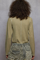 POL Clothing - Long Sleeve Knit Top with Stud Details-Pol Clothing-Stuffology - Where Vintage Meets Modern, A Boutique for Real Women in Crosbyton, TX