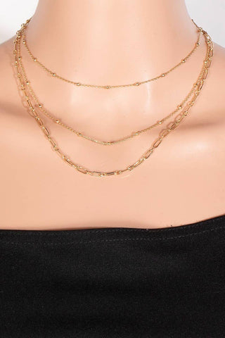 Mixed Layered Chains Necklace Set-The Looks by Fame Accessories-Stuffology - Where Vintage Meets Modern, A Boutique for Real Women in Crosbyton, TX
