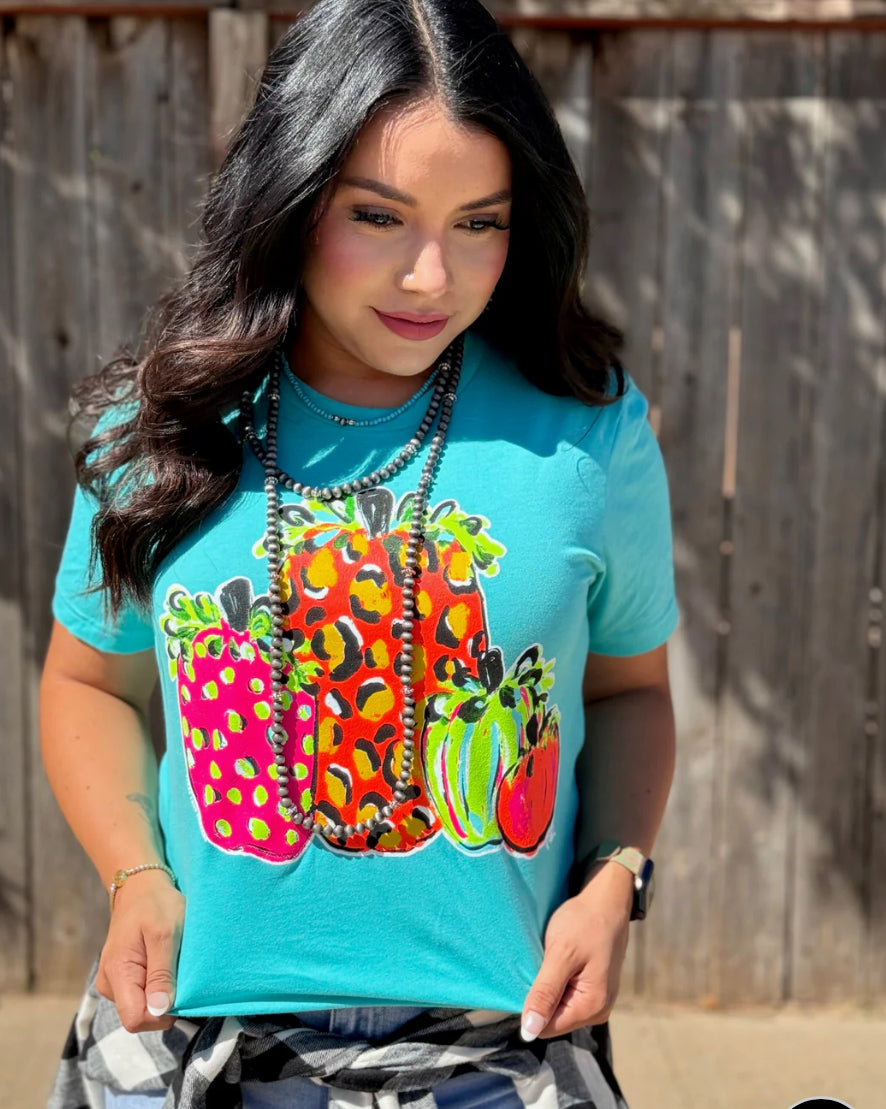 Callie Ann Stelter Neon Colors Pumpkin Graphic Tee /Stuffology Boutique-Graphic Tees-Stuffology Boutique -Stuffology - Where Vintage Meets Modern, A Boutique for Real Women in Crosbyton, TX