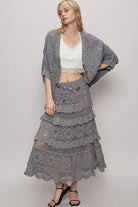 V-neck crochet woven roomy fit cardigan top-Gauze Cardigan-Pol Clothing-Stuffology - Where Vintage Meets Modern, A Boutique for Real Women in Crosbyton, TX