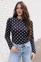 BLACK POKA DOTS MESH TOP-MESH TOP-Turquoise Haven-Stuffology - Where Vintage Meets Modern, A Boutique for Real Women in Crosbyton, TX
