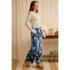 WASHED POLKA DOT DENIM BARREL PANTS WITH CARGO POCKETS-BiBi-Stuffology - Where Vintage Meets Modern, A Boutique for Real Women in Crosbyton, TX